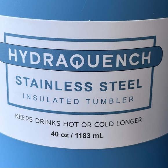 BNWT HYDRAQUENCH 40 fl. oz. Light Blue Tumbler with 2 Straw Topper - Picture 3 of 8
